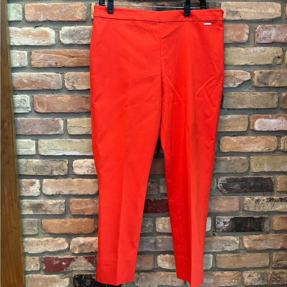 Tory Burch Tabby Skinny Poppy Red Orange Ankle Pant Nwt 10